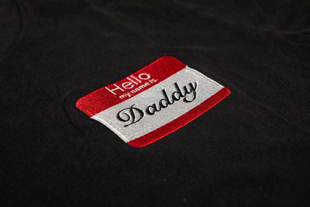 'Daddy' name-tag patch, close up